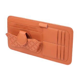 มัลติฟังก์ชั่นรถ Sun Visor Organizer คลิปผู้ถือบัตรแขวนกระเป๋าหนัง PU