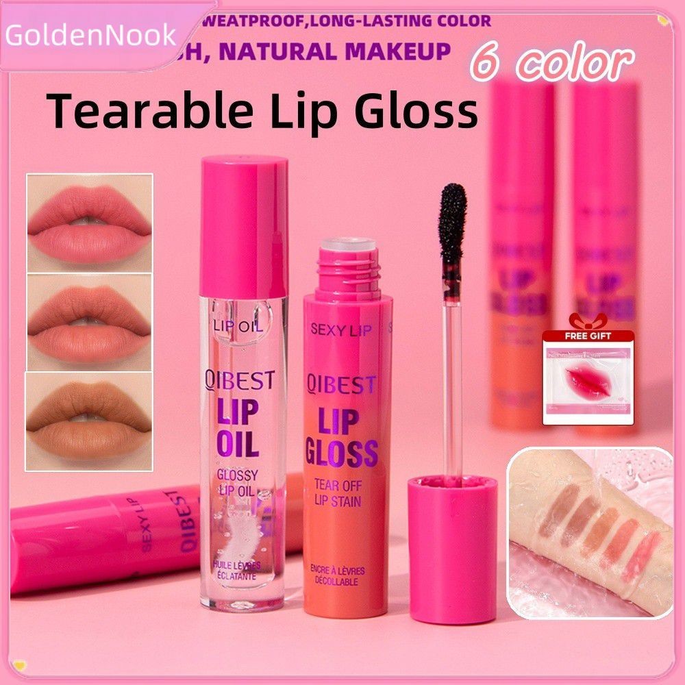 QIBEST ของขวัญQibest Easy-to-tear Matte Lip Gloss, กันน้ํา, ให้ความชุ่มชื้น, ไม่ซีดจาง, Natural Lip 