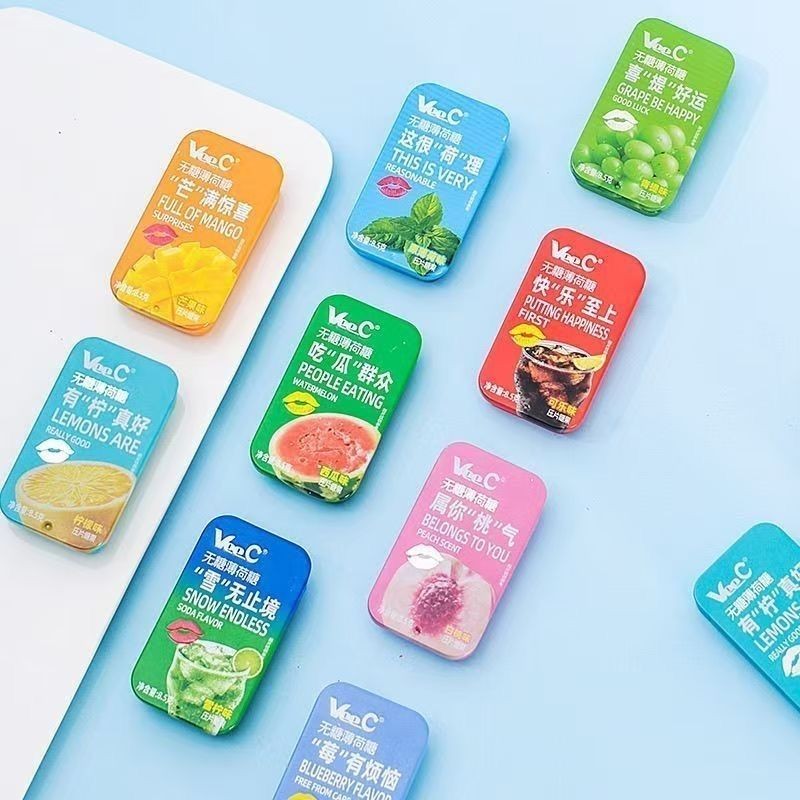 Vec กล่องเหล็กมิ้นต์ปราศจากน้ําตาล Long-Lasting Fresh Breath Student Class Lozenges Lozenges Lozenge