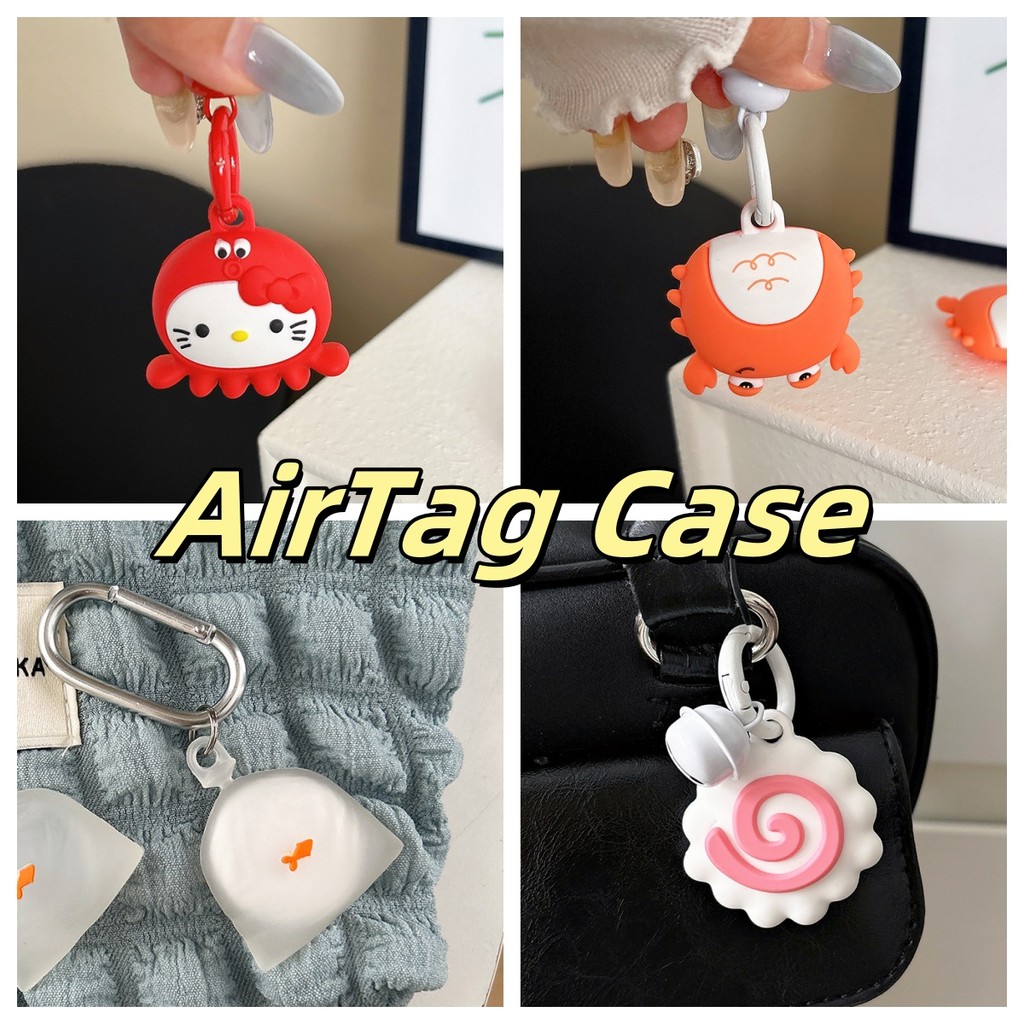 เคสสําหรับ AirTag Apple ITag GPS ตําแหน่งป้องกันแหวนกระดิ่งซิลิโคนอ่อนนุ่มป้องกันการล่มสลายน่ารักสไตล์ญี่ปุ่นลูกชิ้นปลาสาวสีชมพู