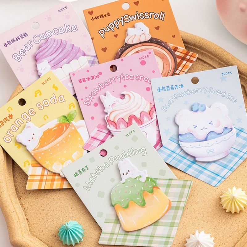 30ชิ้นน่ารักไม่สม่ําเสมอขนมเหนียวหมายเหตุแบบพกพาฉีกได้ข้อมูลสติกเกอร์ ทําเอง คู่มือวัสดุตกแต่ง