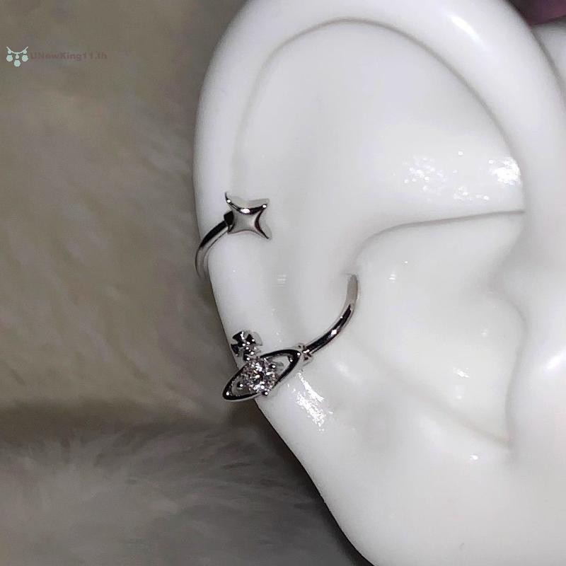 UNewKing เกลียวสแตนเลสหูกระดูก Zircon แฟชั่นใหม่สำหรับผู้หญิง
