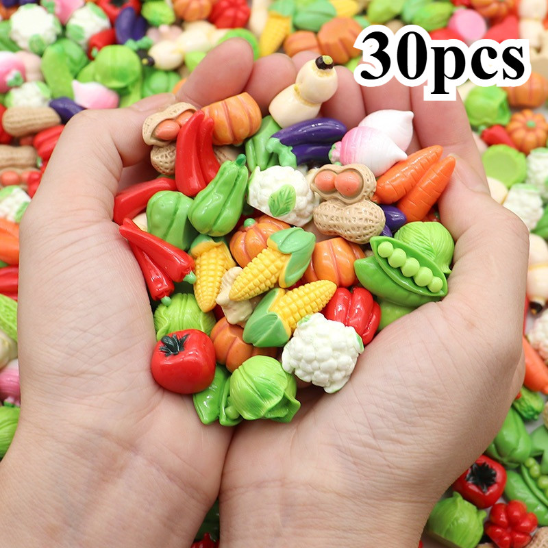 30ชิ้นมินิผลไม้ของเล่นผักของเล่น,รุ่นอาหารขนาดเล็ก,มินิแกล้งเล่นของเล่นสําหรับสาวอนุบาลตกแต่งบ้าน