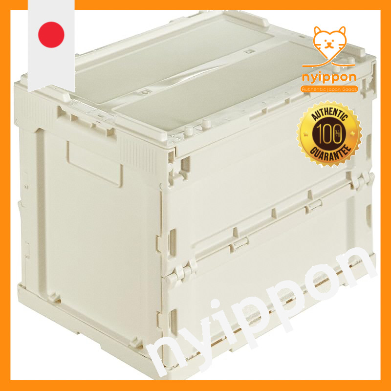 TRUSCO Slim Folding Container with Lid Storage Case Storage Box Off-White 20L TR-SC20-A-OW