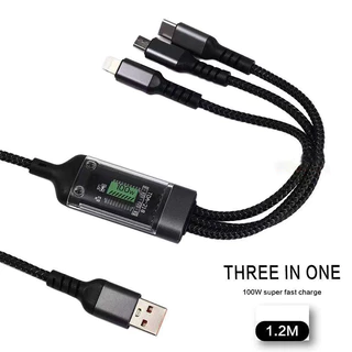 ZJ HOME สายชาร์จข้อมูลเร็ว 3-in-1 Micro USB Type-C 100W 6A
