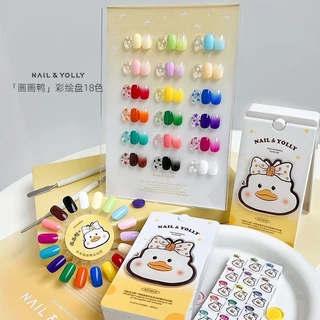แผ่นเพ้นท์เล็บเป็ด Youli 18 สี 🐣แผ่นเพ้นท์สี San Yuan เจลทาเล็บดอกไม้สำหรับใช้ในร้านทำเล็บ