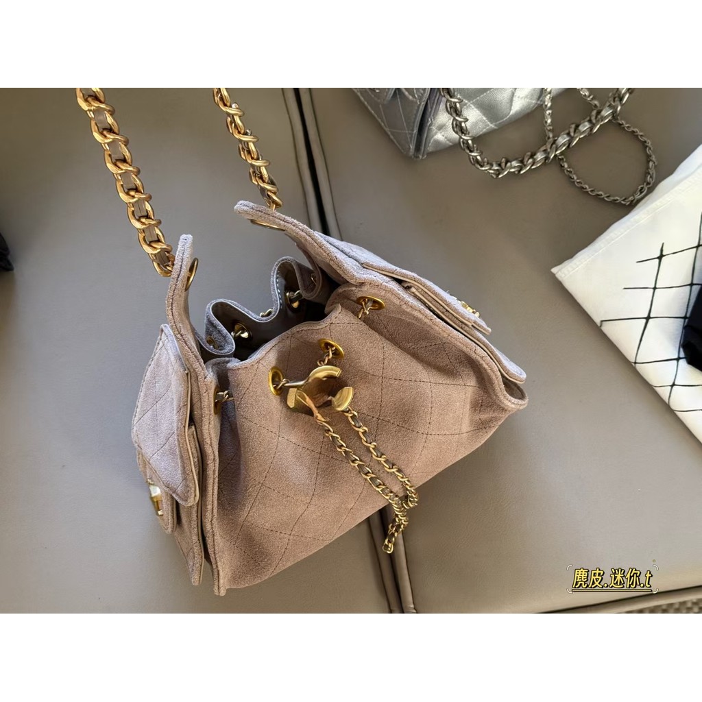 แฟชั่น 25C Hobo Hippie Underarm Bag Mini Bucket Bag 22cm 261864 - รูปที่ 4