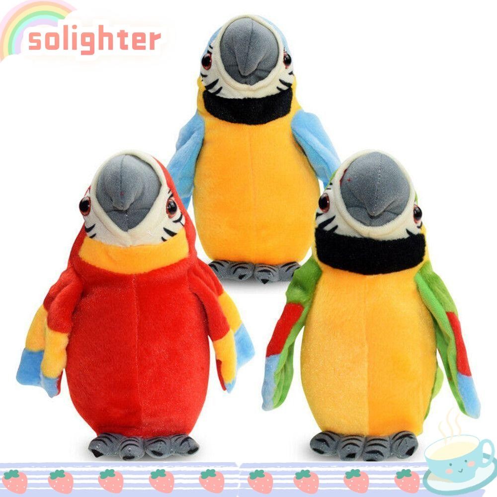 SOLIGHTER ของเล่นนกแก้ว ตุ๊กตาซ้ํา Waving ปีก เลียนแบบของขวัญเสียง