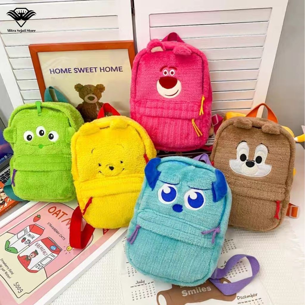 Premium Disney Plushie Character Fur Backpack Uk 30x21x10cm - TYY