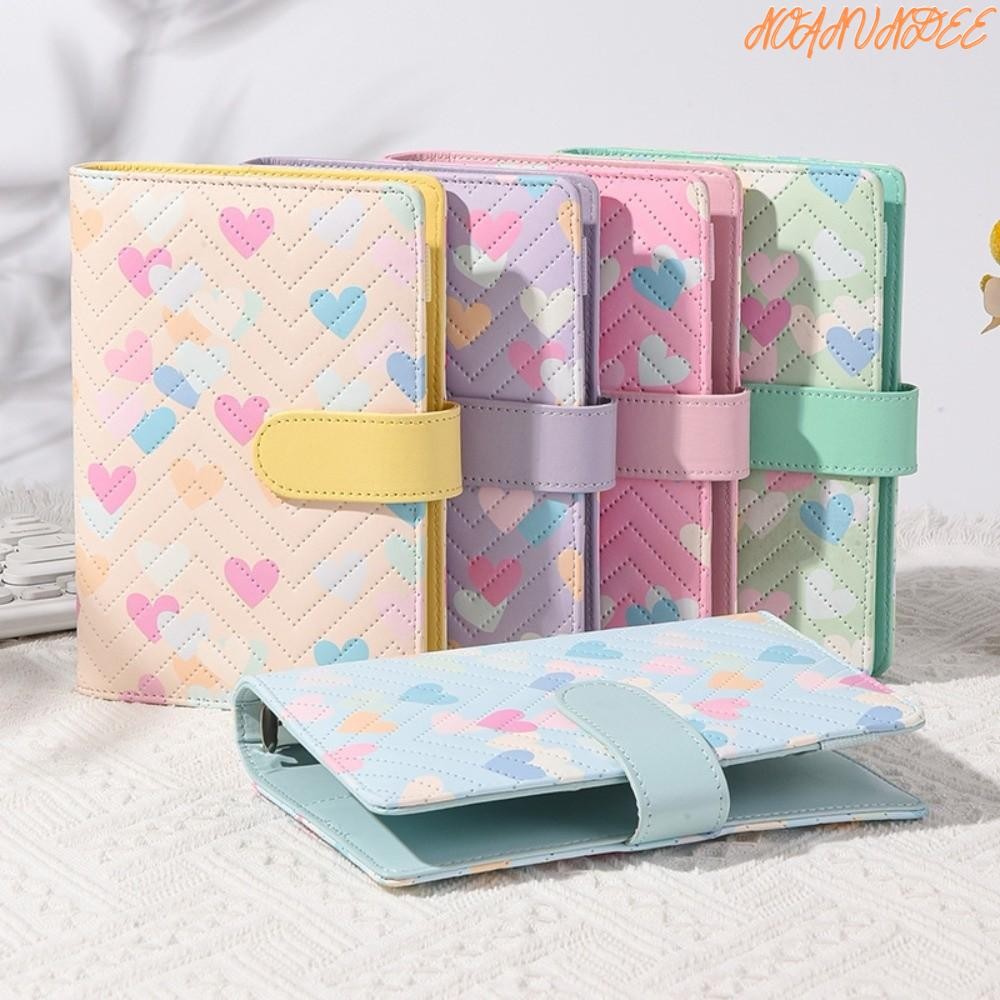 NOANUNDEE แผ่นรองโน้ต, สมุดโน้ต Binder แบบพกพาแบบหลวม, สมุดออมเงินหนัง PU A6 สําหรับที่เก็บงบเงินสด