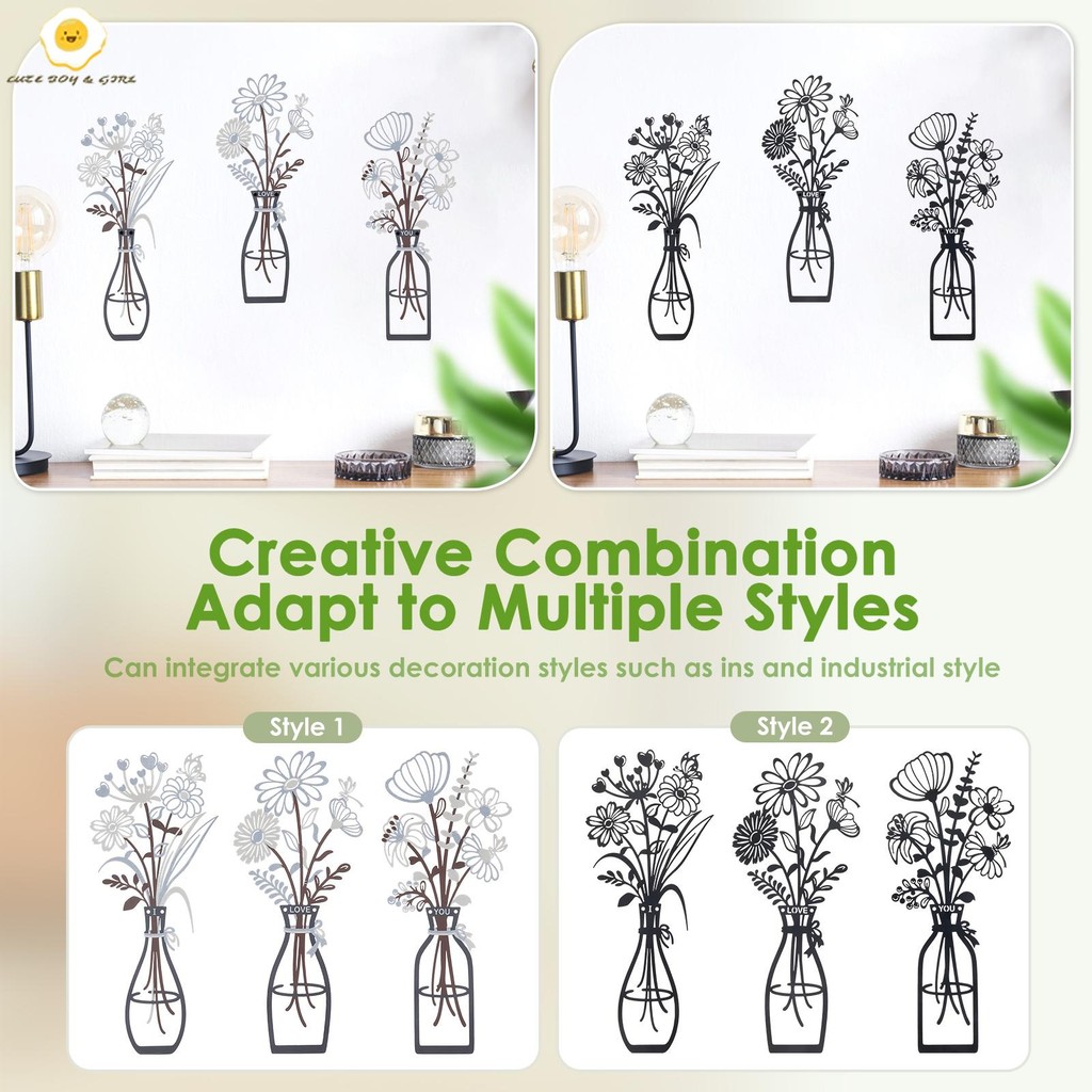 3 ชิ้นโลหะดอกไม้ตกแต่งผนังสําหรับห้องนั่งเล่นห้องนอนห้องน้ําห้องครัวพิธีขึ้นบ้านใหม่ปัจจุบัน SHOPSBC