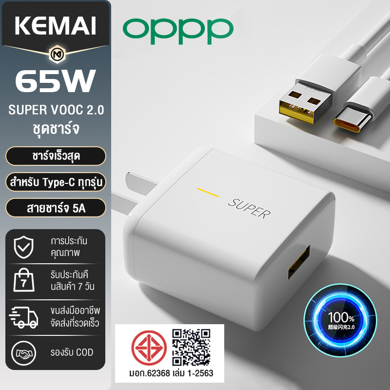 ชุดชาร์จออปโป้ OPP ชุดชาร์จ Realme TYPE C 65W SUPER VOOC ชาร์จเร็ว Type-C หัวชาร์จ 65W