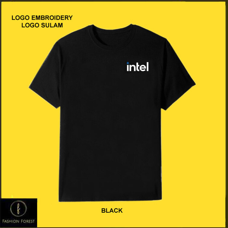 เสื้อยืดคอกลมผ้าฝ้ายสําหรับผู้ชายและผู้หญิงโลโก้เย็บปักถักร้อย Intel Microsoft Google BAJU SULAM