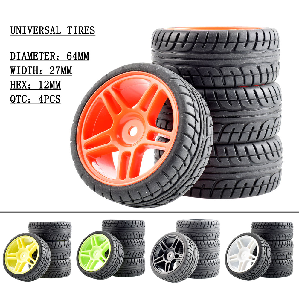 905-8003 64 มม.ยางยางและชุดล้อ 4PCS สําหรับ 1:10 HSP HPI SAKURA D3 Kyosho FW06 ทั่วไป