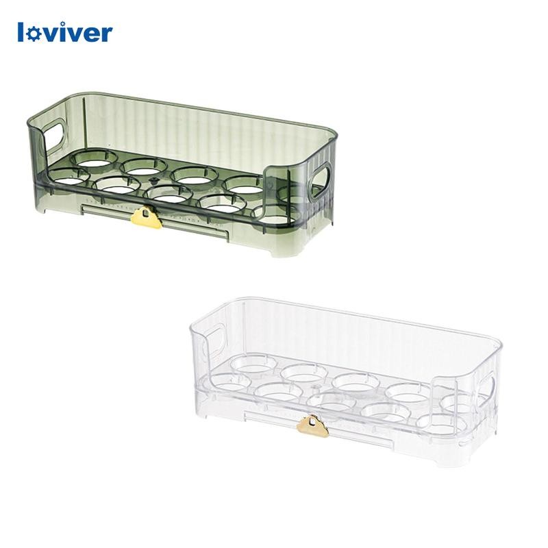 [Loviver] ที่วางไข่สําหรับตู้เย็นคอนเทนเนอร์ Stackable Organizer ถาดเครื่องจ่ายไข่สําหรับองค์กรห้องครัวเคาน์เตอร์