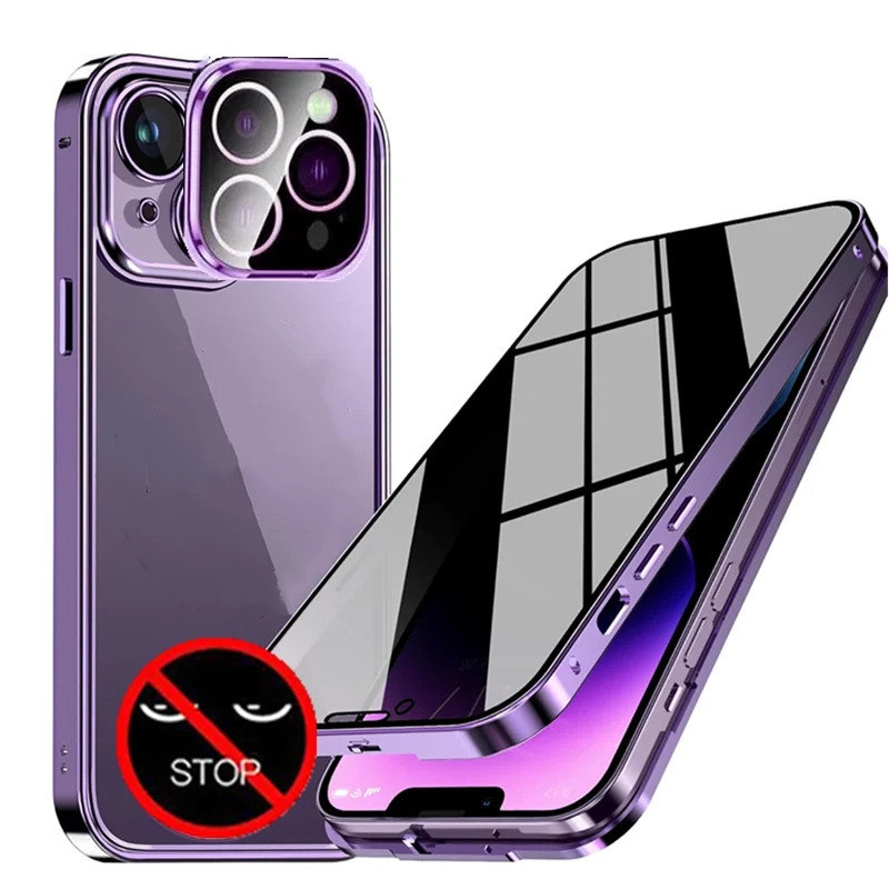 ความเป็นส่วนตัวแม่เหล็กสําหรับiPhone 17 Air 17 Pro Max 16 Plus 16 Pro Max 17Air 17Pro 16Pro Max + Full 360° ป้องกันโลหะแม่เหล็กกระจกสองด้านสแน็ปล็อคฝาครอบป้องกันเต็มรูปแบบ