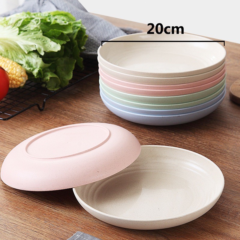 จาน จานก้นลึก ถ้วย ขนาด20cm จานข้าวฟางข้าวสาลี เป็นได้ทั้งจานและถ้วยไปในตัว สามารถนำเข้าไมโครเวฟได้ ปลอดภัย ปลอดสาร