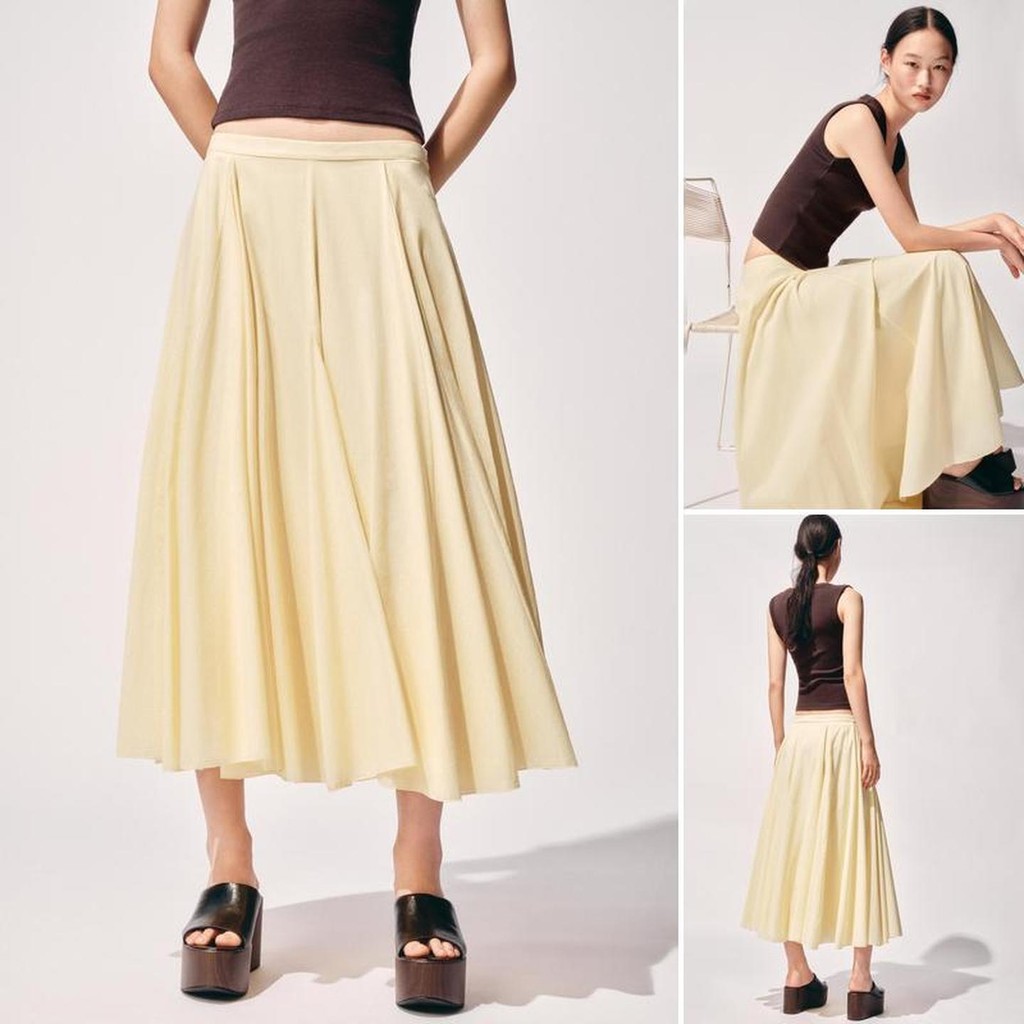 ซาร่าสินค้าใหม่ กระโปรงทรง A-Line ลายจีบ ฤดูใบไม้ร่วง