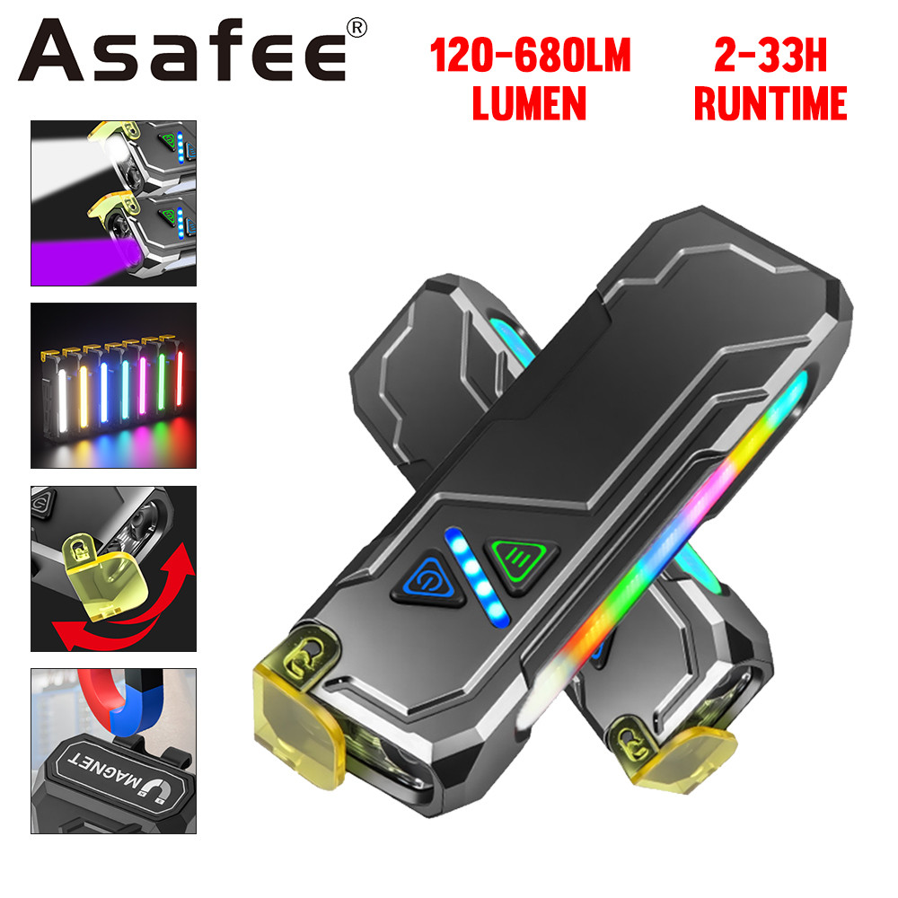 Asafee DT009 Flashlight Strong Light Waterproof Multi Source Back Clip Work Light Mini Magnetic Flashlight