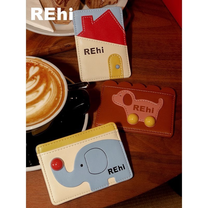 REhi 夹住卡包 原创PU多卡槽卡包趣味多功能轻便小巧卡套便携式