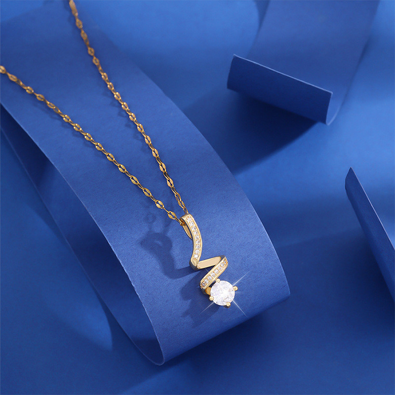 VXUS ins สร้อยคอเวอร์ชั่นเกาหลีเกลียวอารมณ์หรูหราเพชรเต็มแฟชั่นสไตล์ใหม่ทุกการแข่งขันอินเทรนด์เรขาคณ