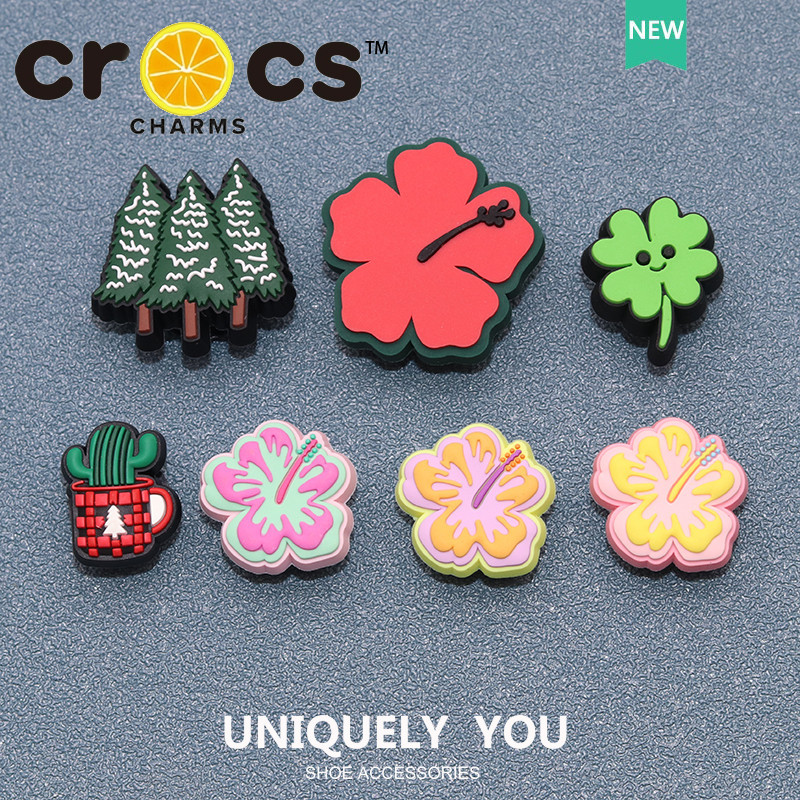 JIBBITZ cross charms ตัวติดรองเท้า Flower Pine ดีไซน์ธรรมชาติ ตัวติดรองเท้า cross
