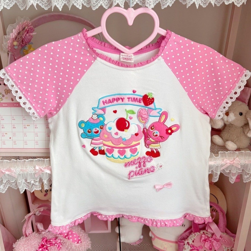 X-สีส้มญี่ปุ่นน่ารักพิมพ์เสื้อยืดแขนสั้นสั้นด้านบนฤดูร้อนสไตล์ใหม่เสื้อผ้าผู้หญิงลําลอง