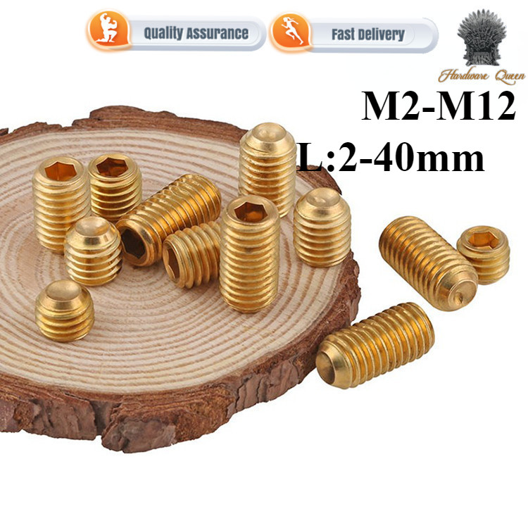 [6QN1] สกรูกระชับซ็อกเก็ตหกเหลี่ยมปลายเว้าทองเหลือง M2M2.5 M3M4M5M6M8 สกรูหัวด้านบนเครื่องสกรูเมตร G