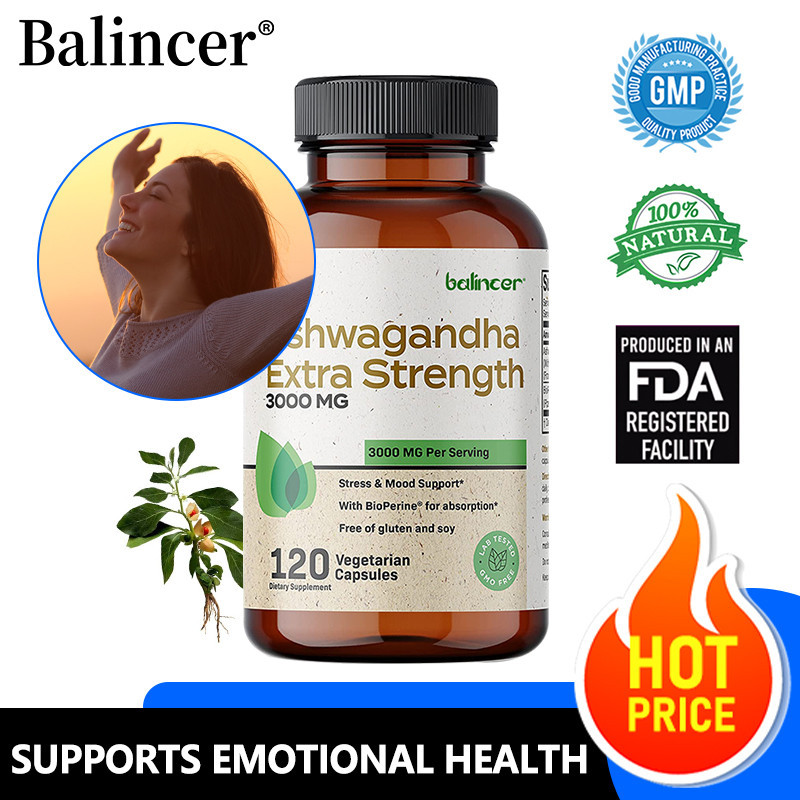 Balincer Ashwagandha, Stress Management, Mood Support with BioPerine - Non-GMO, 120 แคปซูล