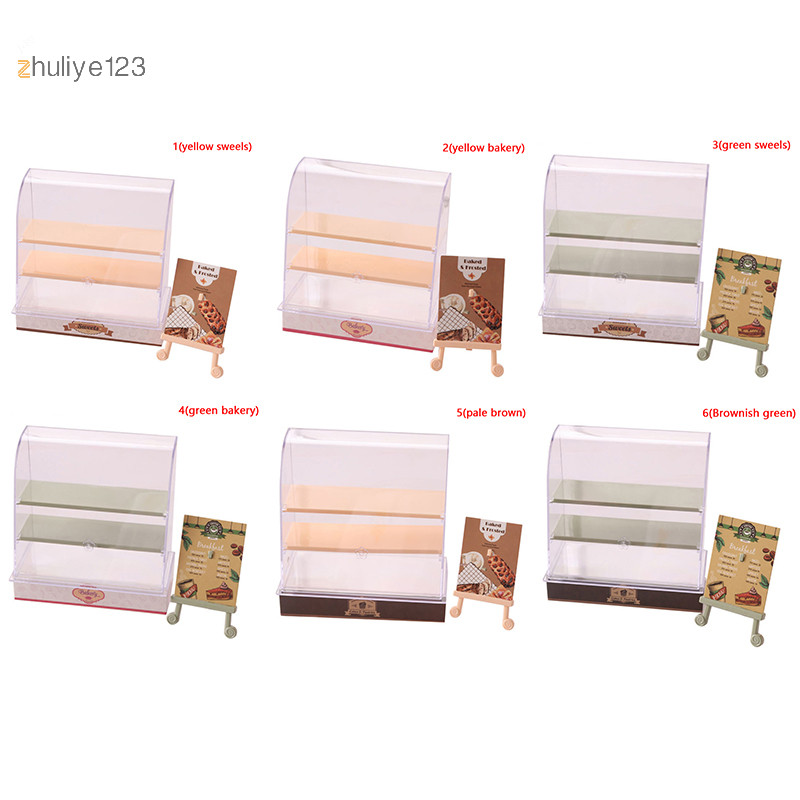 <zhuliye123> 1:12 Dollhouse Miniature ตู้แสดงเค้กรุ่น Craft Decor อุปกรณ์เสริม Nice