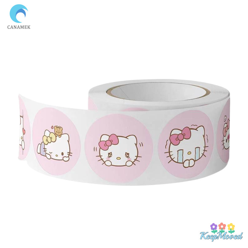 Keepmoved 500 สติกเกอร์การ์ตูน Sanrio อะนิเมะอุปกรณ์ต่อพ่วง Hello Kitty สติกเกอร์รอบน่ารักสติกเกอร์ปิดผนึกตกแต่งสมุดภาพของขวัญใหม่