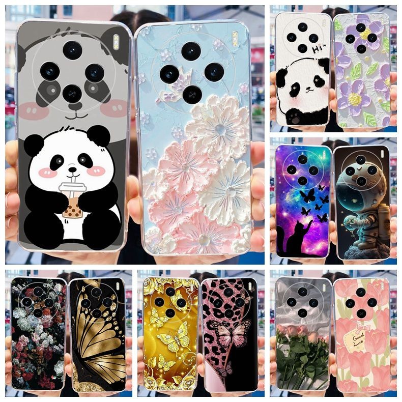 Vivo X100 / X100 Pro น่ารัก Panda ดอกไม้ทาสีปลอก VivoX100 X100Pro 5G ซิลิโคนอ่อนนุ่ม TPU เคสโทรศัพท์