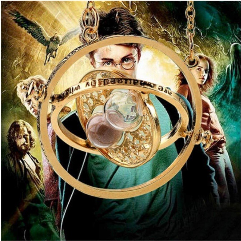 New European and American Harry Potter Time Pendant Necklace, Female Fashion Time Converter Hourglass Necklace, Sweater Chain Jewelry