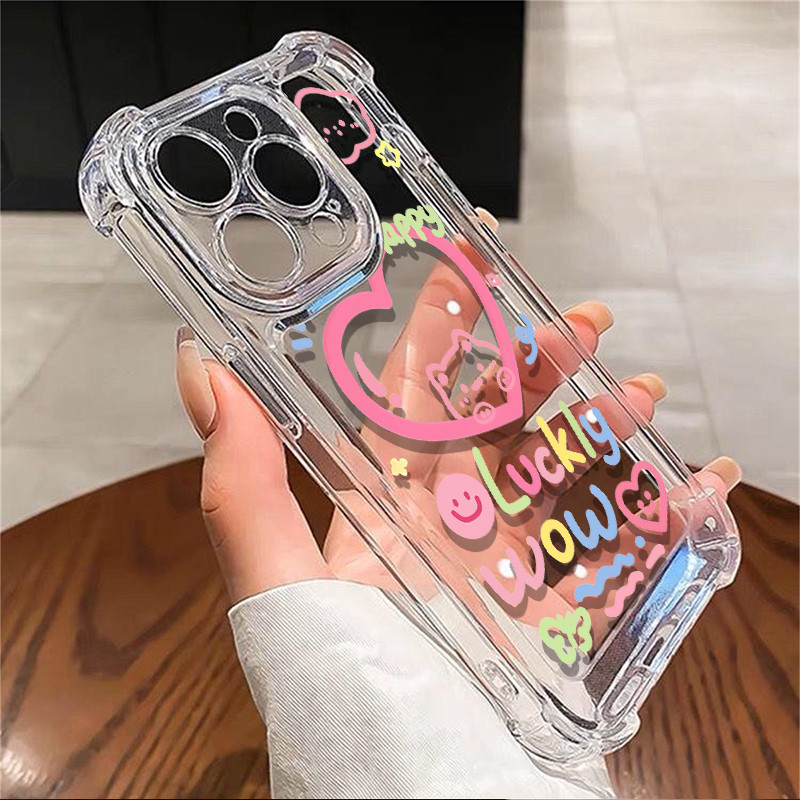 Soft Love กรณีกันชนปลอกโปร่งใสซิลิโคนโทรศัพท์กันชนสําหรับ IPhone 15 13 14 12 11 Pro Max 8 7 6S 6 Plus XS X XR กันกระแทกเซลล์ Precticer