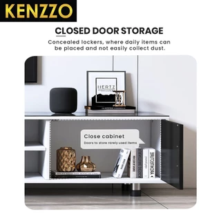 พร้อมส่ง KENZZO: ชั้นวางทีวี ตู้วางทีวี ขนาด 5 ฟุต/ 6 ฟุต สไตล์ Minimal เรียบหรู จัดเก็บของได้จุใจ Kimberly TV Cabinet