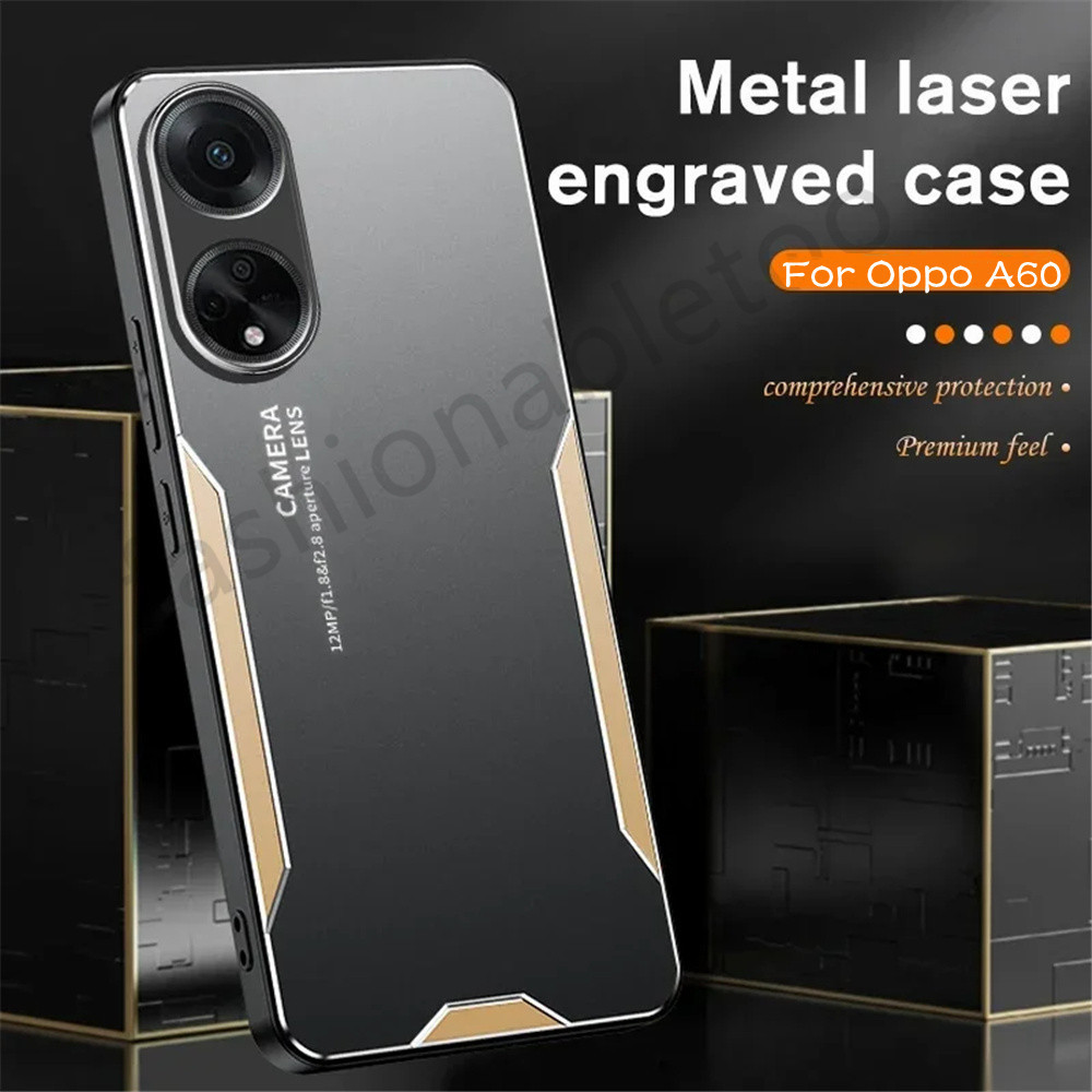 โลหะmatteสําหรับoppo A60 A79 A18 A38 A58 A78 A98 A59 A17K A36 A76 A96 A57 A77 60 18 A 79 TPUกันชนอะคริลิคเคสโทรศัพท์เกราะกล้องเลนส์Protectorกันกระแทกปกหลัง