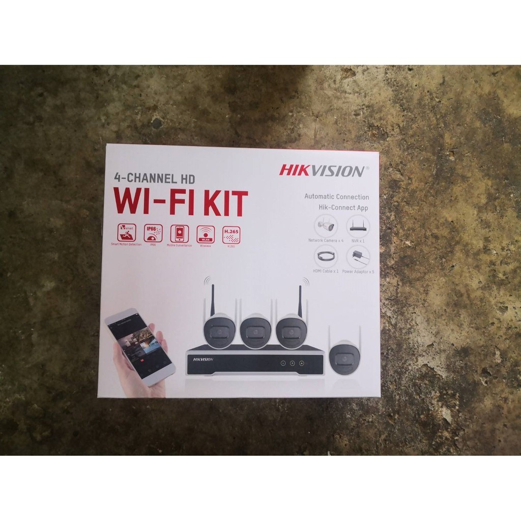 เฝ้าระวัง กล้องวงจรปิด แบบ ไวไฟ ชุด 4 กล้อง Hikvision Wifi Kit NK42W08H