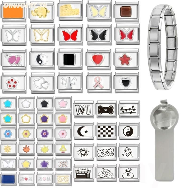 อิตาเลี่ยน Charm Links สําหรับสร้อยข้อมือ 2024 ใหม่แฟชั่นผีเสื้อ Cat Love Charm อิตาเลี่ยน Links Fit 9 มม.สร้อยข้อมือสแตนเลสเครื่องประดับ DIY ทํา