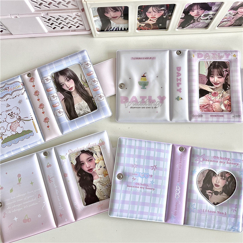 Ins Minimalist 3 นิ้ว Idol Small Card Organizer Card Case อัลบั้มการ์ดหนังสือ Snap ปุ่มอัลบั้มรูป Photo Card Storage Book