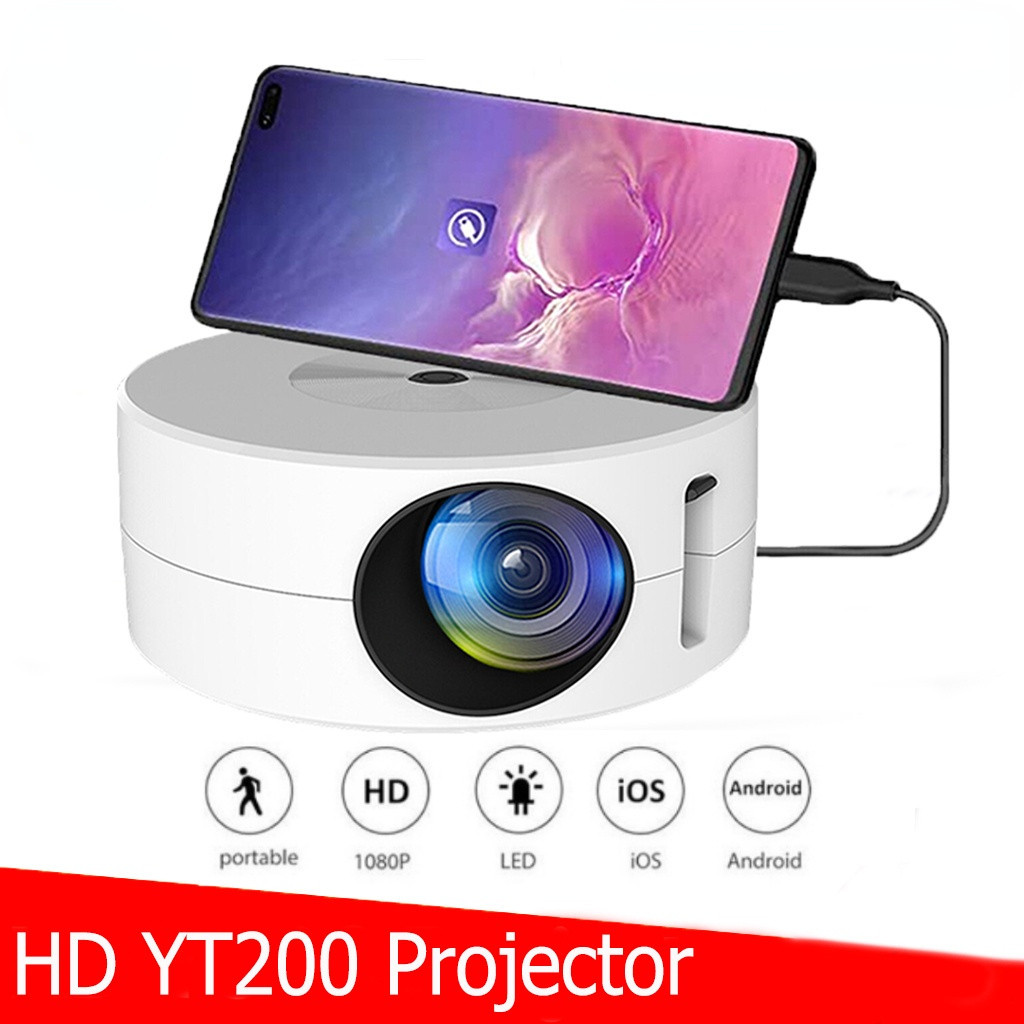 2024 ใหม่ YT200 โปรเจคเตอร์ โปรเจ็กเตอร์ 1080P โฮมโปรเจ็กเตอร์ มินิโปรเจคเตอร์ HD Projector
