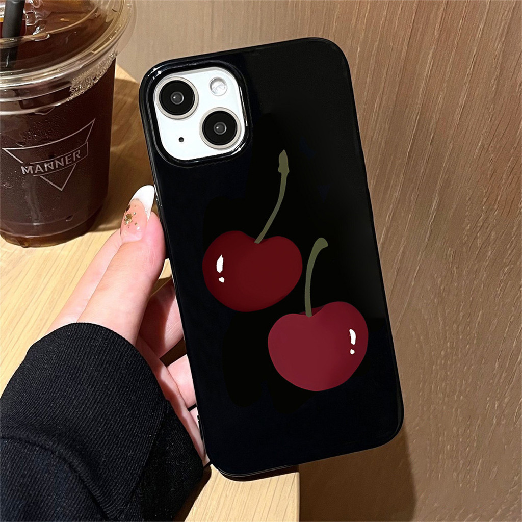 เคส for iphone XR 8 7 15 Plus 15 12 13 11 14 Pro Max X XS Max SE 2020 2022 เชอร์รี่ เคสโทรศัพท์มือถือ ซิลิโคนอ่อนนุ่ม