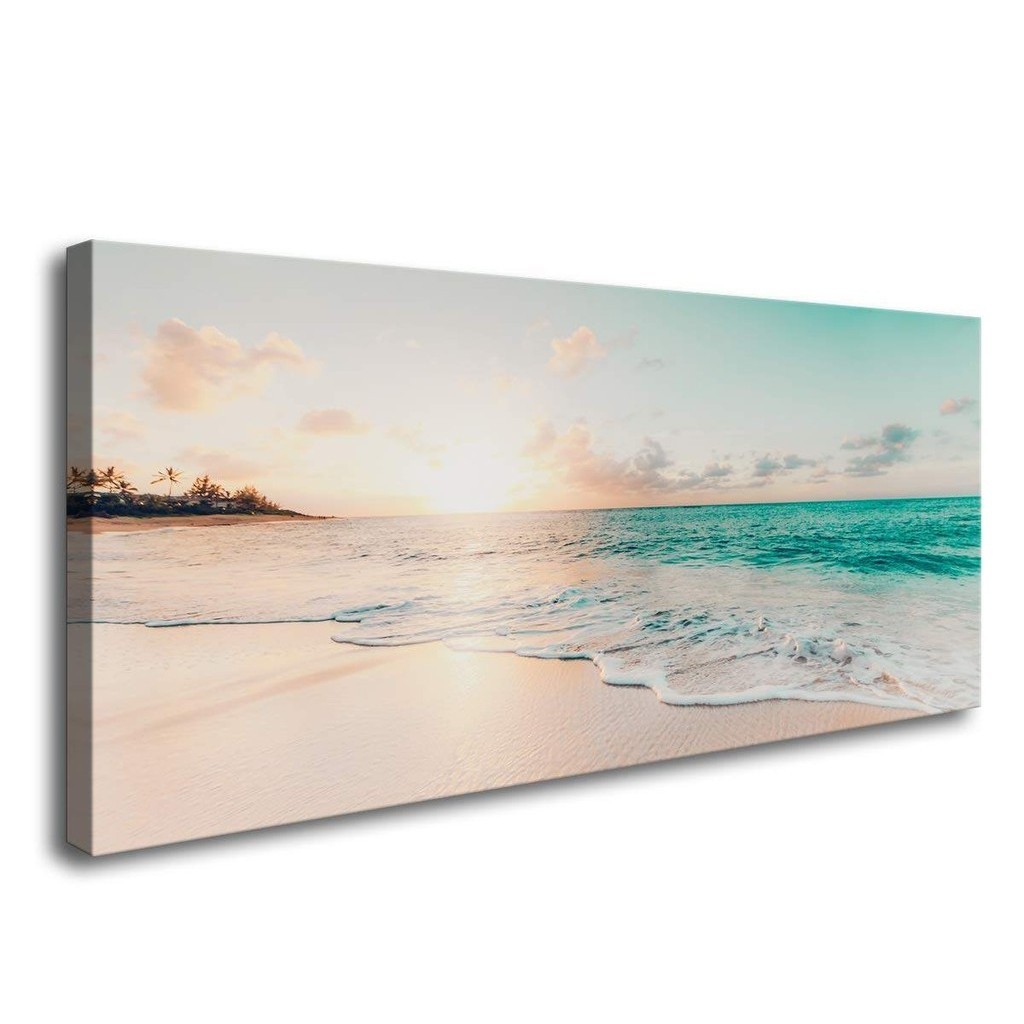 1 Piece Poster Wall Art Canvas Prints Beach Sunset Ocean Waves Nature Pictures Painting Canvas Paintingsfor Home Decorations Wall Decor