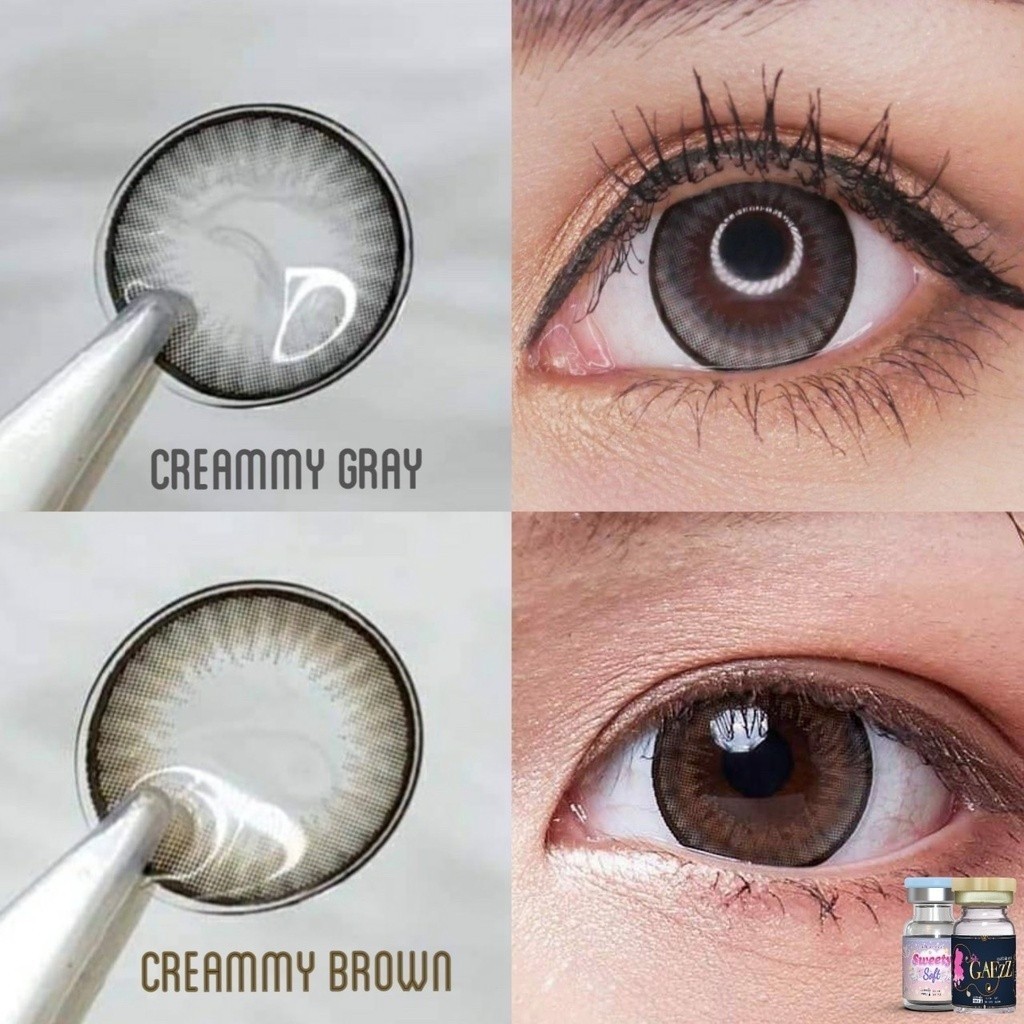 คอนแทคเลนส์(บิ๊กอาย)🔥Creamy🔥(Gaezz Secrets) สี : Brown / Gray รายเดือน มีค่าสายตา