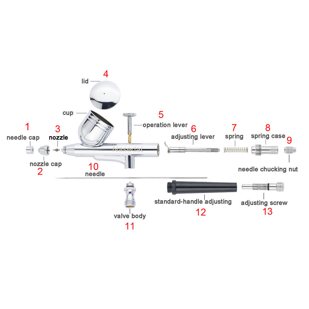 Nasedal Airbrush อุปกรณ์เสริมสําหรับ NT-130 NT-190 series Dual-action Air Brush อะไหล่เปลี่ยนตัวสํารอง – โปรปัง