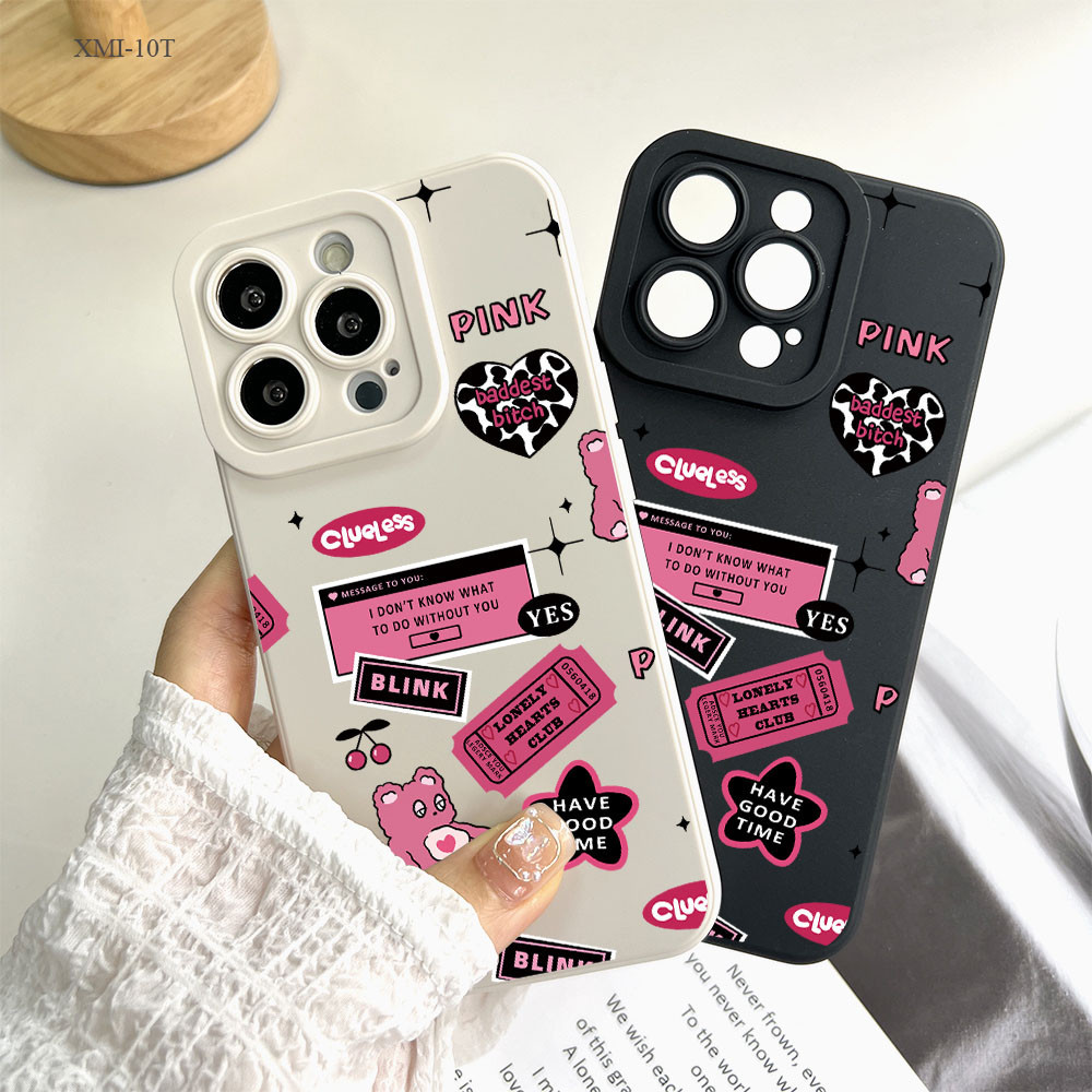 Xiaomi Redmi Note 13 13T 10 10S 13C 9A A3 A1 A2 POCO M5S C65 X6 11T 10T Mi Pro Plus 4G 5G Pink Bear เคส เคสโทรศัพท์