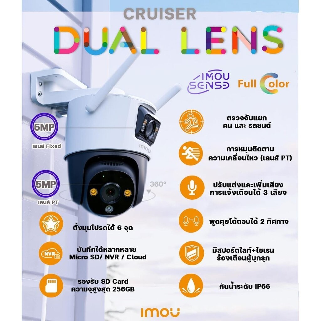 ⚡️กล้องวงจรปิด⚡️ กล้องวงจรปิด Imou Cruiser เลนส์คู่ 5MP x2 ในตัวเดียว