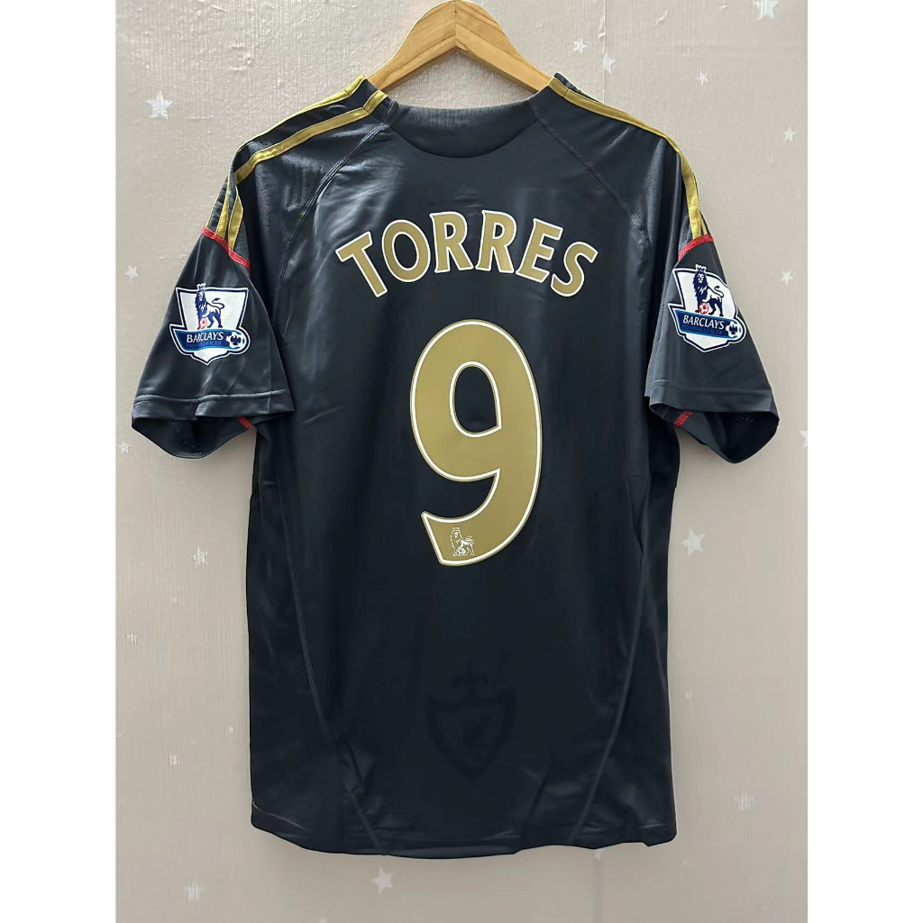 2009-10 Liverpool Away GERRARD TORRES คุณภาพสูง Retro Football Jersey Custom เสื้อแขนสั้น