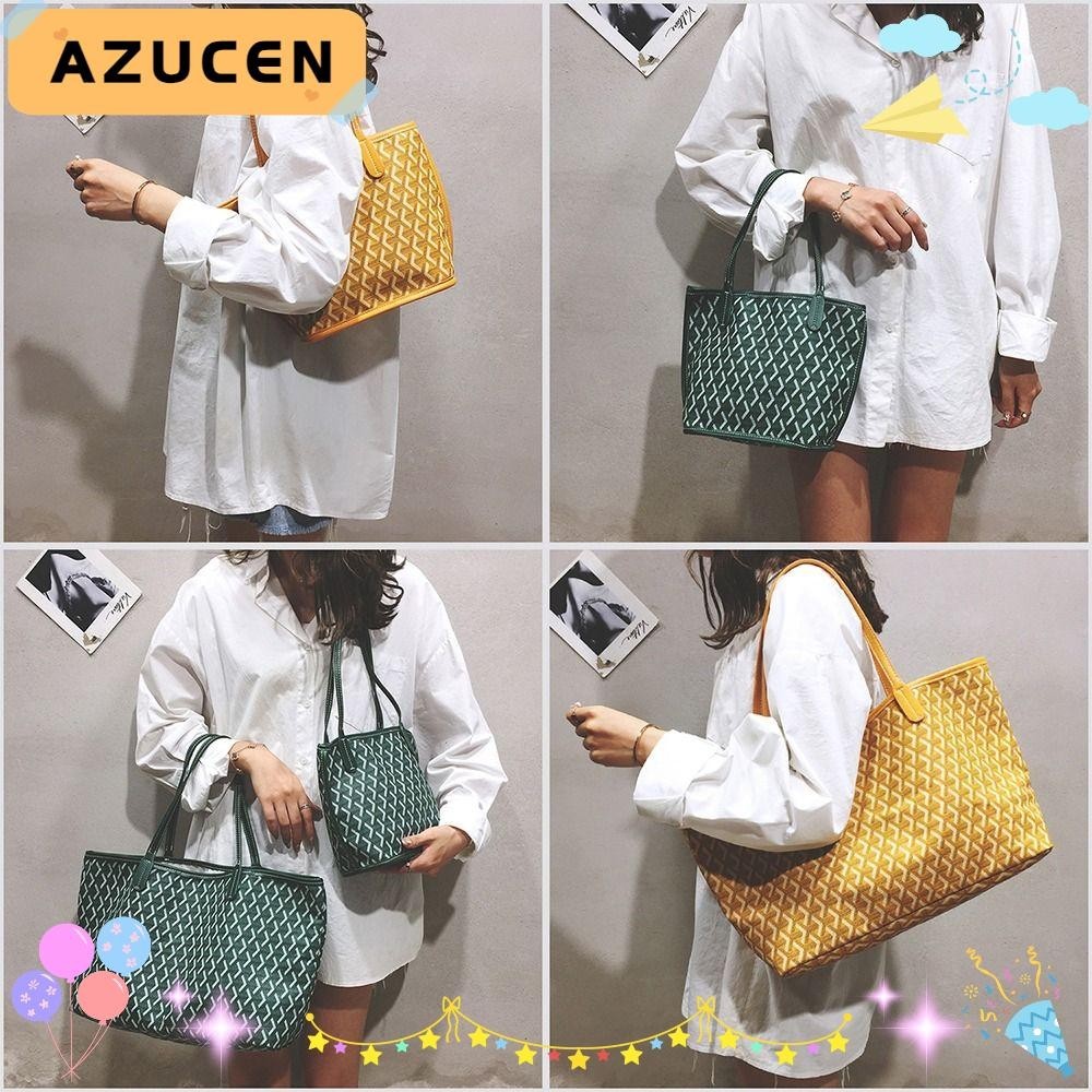 กระเป๋า AZUCEN, Dog Goyar กระเป๋าช้อปปิ้งความจุขนาดใหญ่, ตะกร้าผัก Vintage Casual กระเป๋าสะพายไหล่เดียวกระเป๋าผู้หญิง