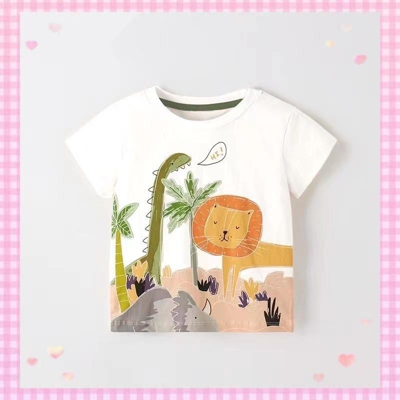 เสื้อยืดแขนสั้นสำหรับเด็กผู้หญิงอายุ 1-8 ปี สไตล์สบาย ๆ พิมพ์ลายสัตว์น่ารัก เนื้อผ้านุ่มสบาย สวมใส่สบายและระบายอากาศได้ด