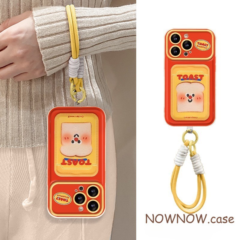 Ins การ์ตูนน่ารักขนมปังปิ้งขนมปัง Emojis แบบพกพาเคสโทรศัพท์สําหรับ iPhone 15 14 13 12 11 Pro MAX X XR XS MAX 7 8 Plus SE 2020 ปกอ่อน